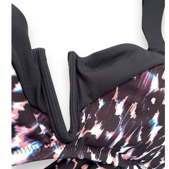 Sanctuary Stay Cool Leopard Print V-Wire Bralette Swim Top | Size S, Black Multi - Picture 4 of 11